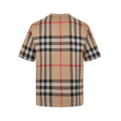 Checked knitted short sleeves