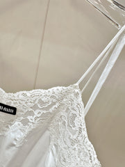 Lace-Trimmed Satin Slip Dress