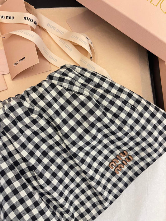 Black & White Gingham Mini Skirt