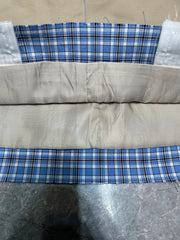 Khaki Mini Skirt with Plaid Hem