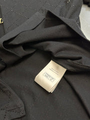 Black Crewneck Tee with Rhinestone Quilting & Back Hardware