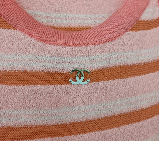 Terrycloth Striped Tank Top with Mini Emblem