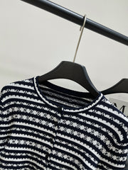 Monogram-Striped Knit Cardigan
