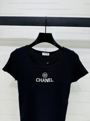 Ribbed Logo Tees with Side Drawstrings