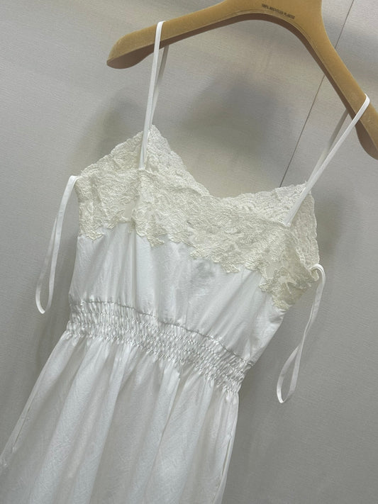 Lace-Trimmed Satin Slip Dress