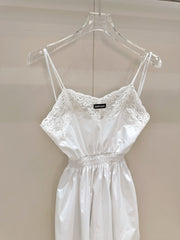 Lace-Trimmed Satin Slip Dress