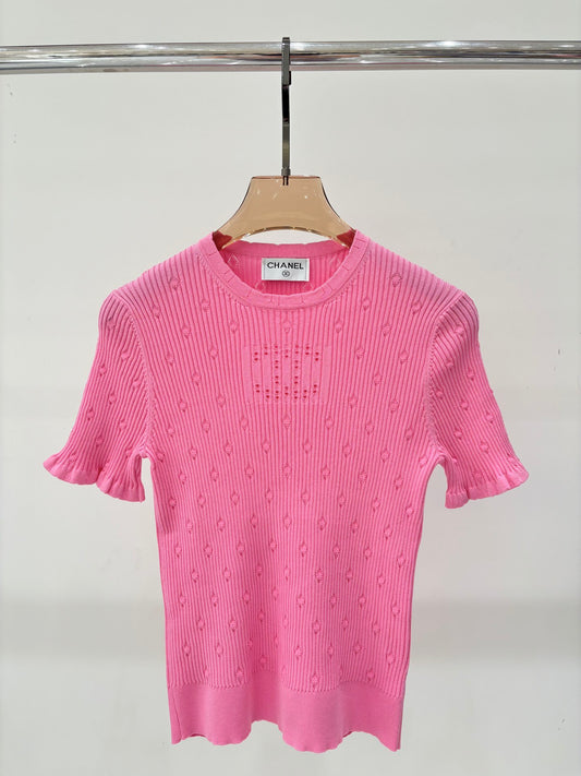 Simple slim fit knitted short sleeves