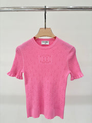 Simple slim fit knitted short sleeves