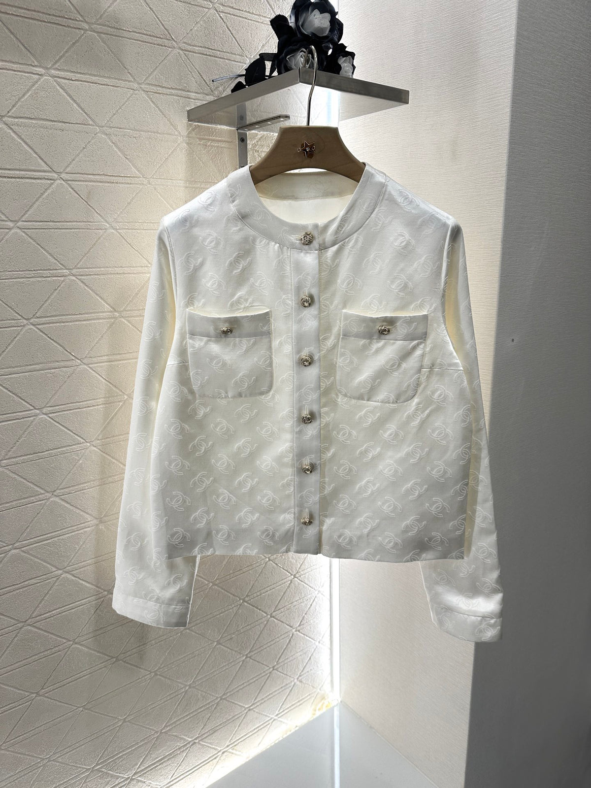 Silk cotton jacquard jacket