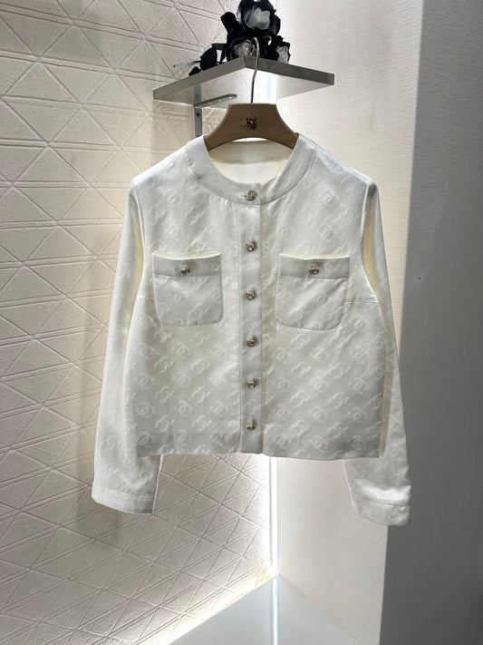 Silk cotton jacquard jacket