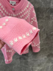 Cashmere Pearl Jacquard Cardigan