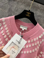 Cashmere Pearl Jacquard Cardigan