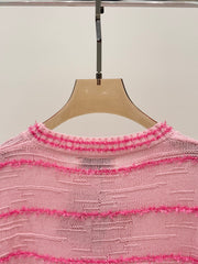 Three-dimensional jacquard simple striped contrasting casual knitted long sleeves