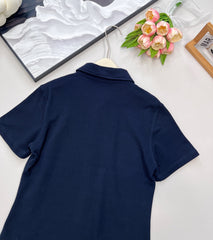 Single-breasted polo shirt with micro-logo embroidery and cotton piqué