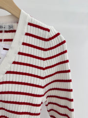 25 Spring and Autumn new style, striped knitted small cardigan