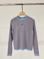 Contrast color casual knitted long sleeves