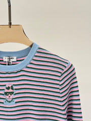Contrast color casual knitted long sleeves