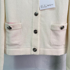 Double-pocket knitted crew neck long-sleeved cardigan