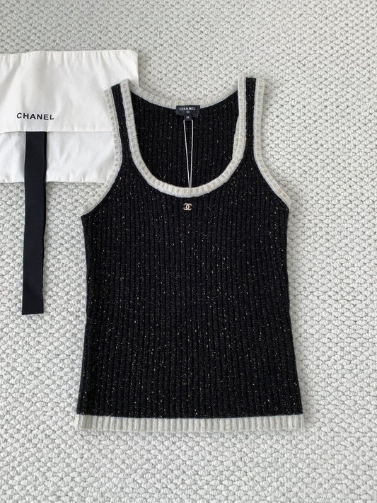 Sequined knitted vest camisole