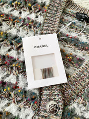 Gray-green striped knitted hollow long-sleeved cardigan