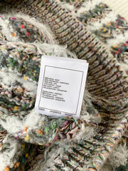 Gray-green striped knitted hollow long-sleeved cardigan