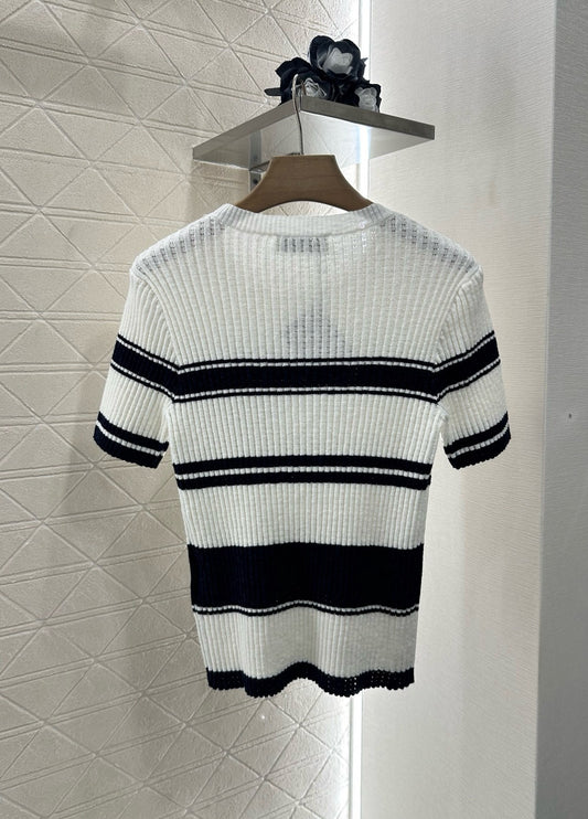 Striped knitted short sleeves