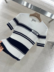Striped knitted short sleeves