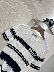 Striped knitted short sleeves