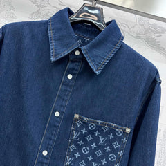 jacquard pocket denim shirt