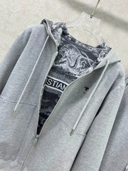 Double-sided hooded zipper + wide-leg combination