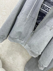 Double-sided hooded zipper + wide-leg combination