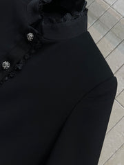 Lace stand collar suit jacket