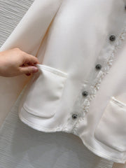 Lace stand collar suit jacket