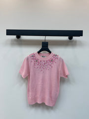 Sequined round neck long sleeve knitted