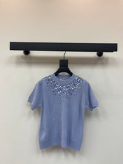 Sequined round neck long sleeve knitted