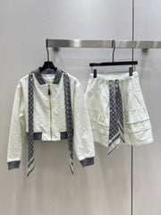 Zipper Ribbon Long Sleeve Top ➕ Ribbon Cake Skirt