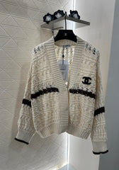 Contrast color crochet cardigan