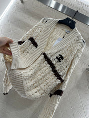 Contrast color crochet cardigan