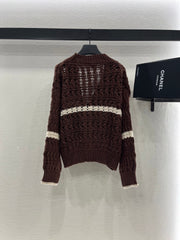 Contrast color crochet cardigan