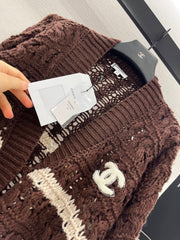 Contrast color crochet cardigan