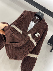 Contrast color crochet cardigan
