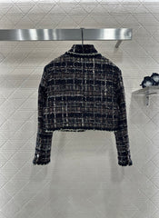 Plaid woven dress jacket and skirt set