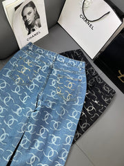 Fully printed double C back pockets with hand stitching