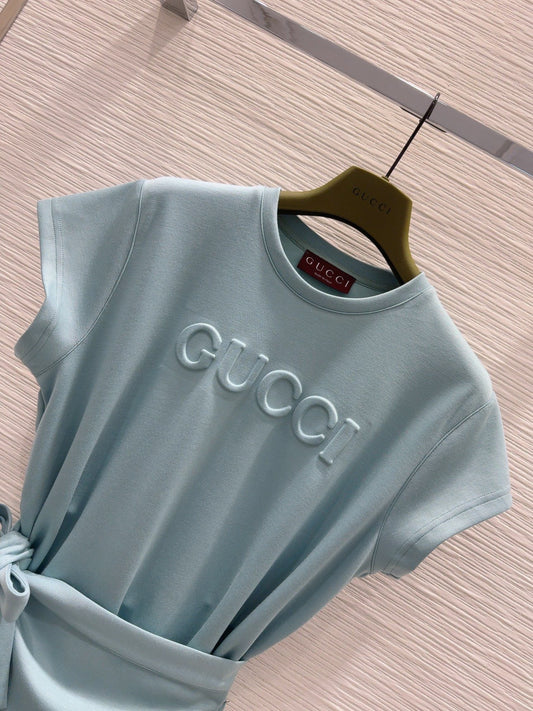 Spliced short-sleeved cotton dress