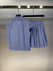 Embroidered patch ruffle + elastic waist casual skirt