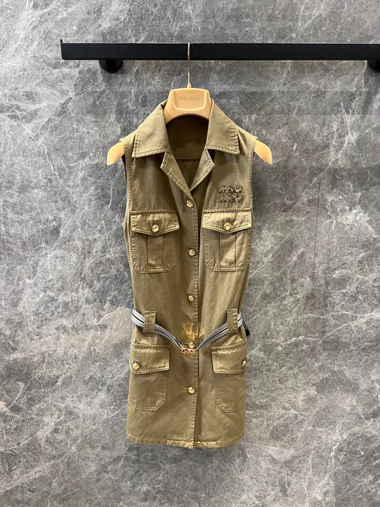 Lapel Work Vest Dress