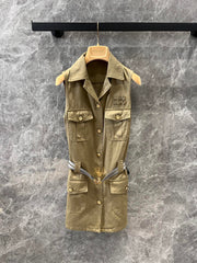 Lapel Work Vest Dress