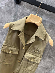 Lapel Work Vest Dress
