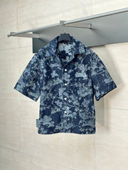 25Ss new denim floral shirt short-sleeved jacket