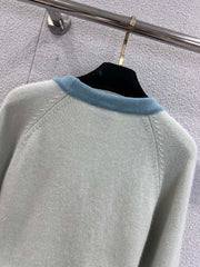 Contrast hem tie knitted short cardigan